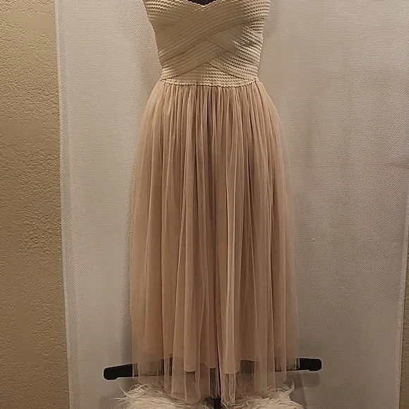 Lac Bleu Dresses | Lac Bleu Strapless Cream Ankle-Length Woven Cross-Top Flare Bottom Style Size S | Color: Cream/Tan | Size: S | Sunshinyday2026's Lac Bleu Dresses | Lac Bleu Strapless Cream Ankle-Length Woven Cross-Top Flare Bottom Style Size S | Color: Cream/Tan | Size: S | Sunshinyday2026's